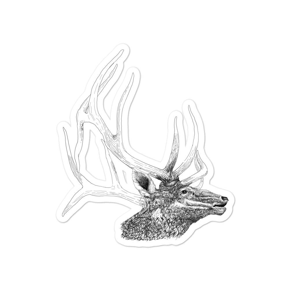Bull Elk Illustration Bubble-Free Sticker